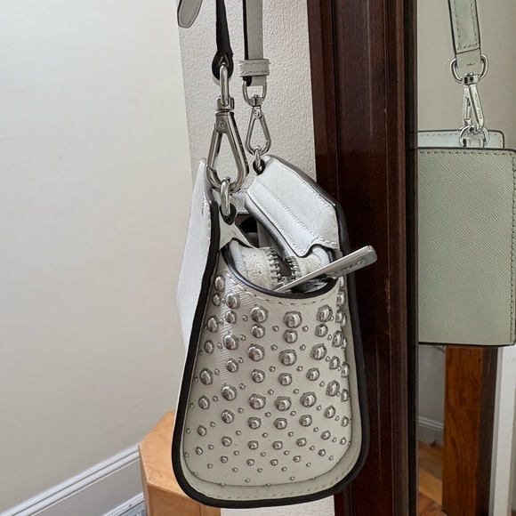 Michael Kors White Leather Studded Crossbody Bag - Picture 2 of 6